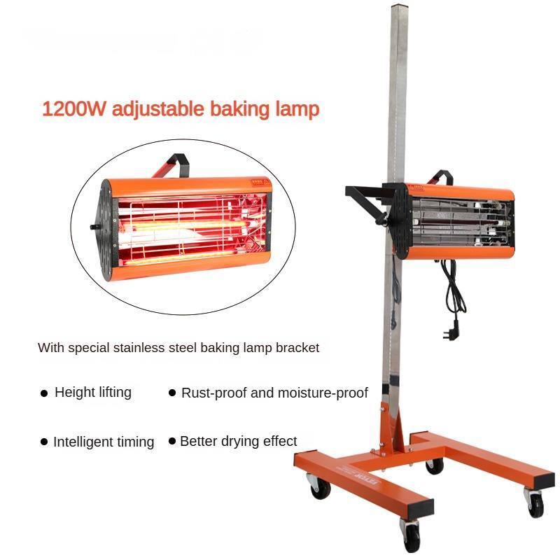 Single-Cassette Adjustable Infrared Drying Stand For Hands-Free Operation To Any Vehicle Panel